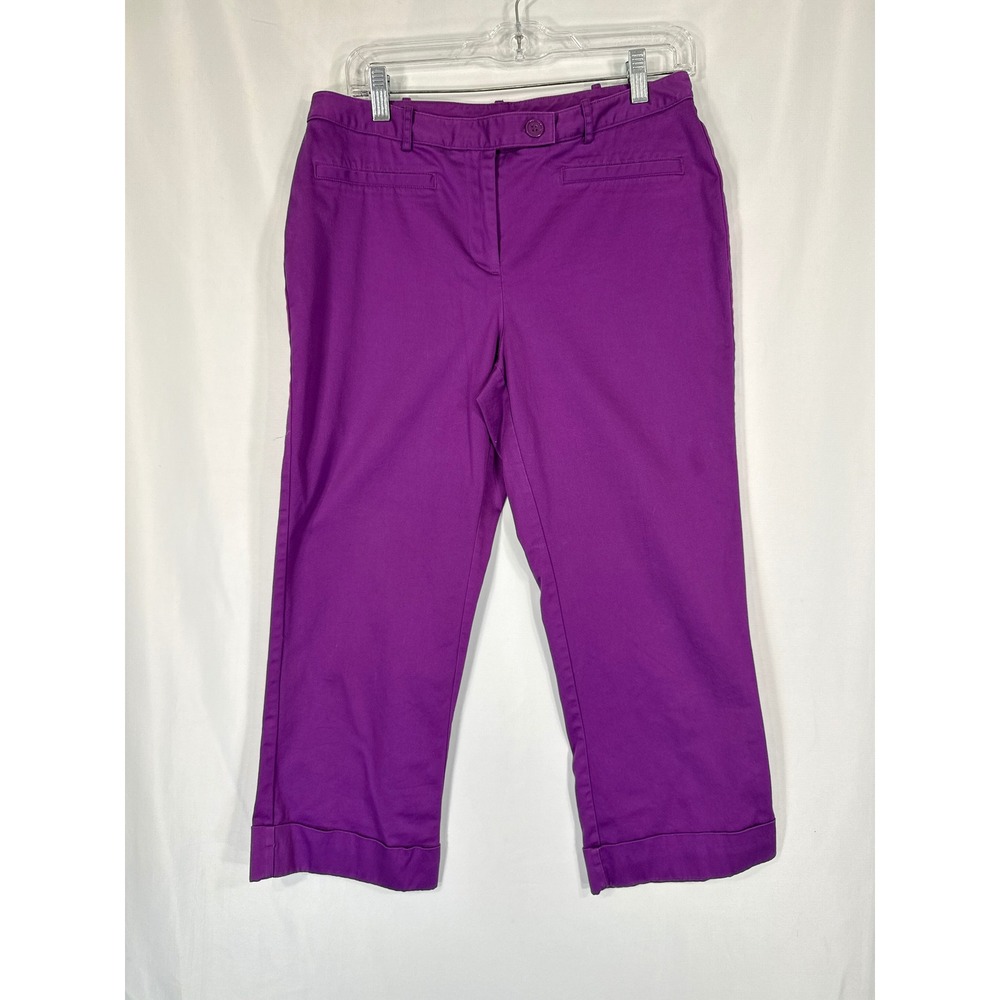 Worthington Modern Fit Purple Fuchsia Cropped Pants Cuffed Capris Size 8 Womens